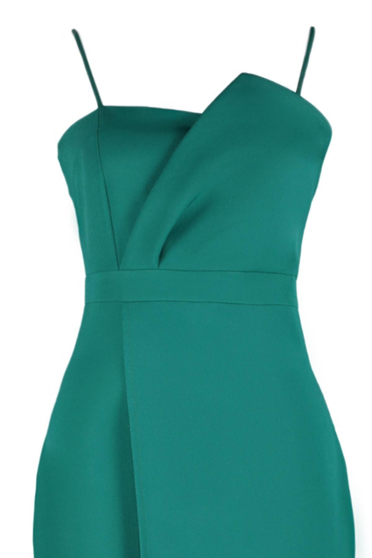 Green Midi Strapless Plus Size Dress, , large image number 7