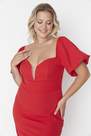 Trendyol - Red Midi Strapless Plus Size Dress