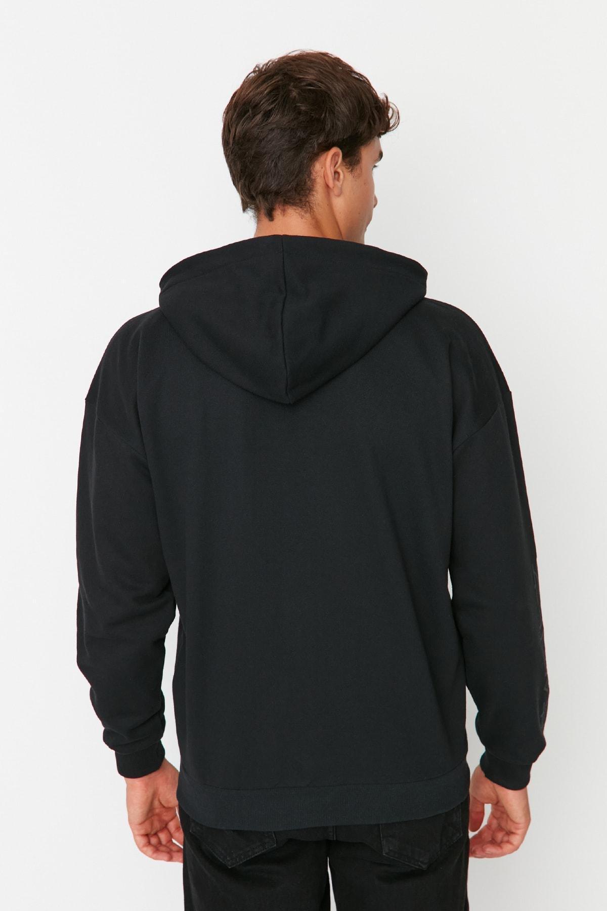 Trendyol - Black Oversize Hooded Sweatshirt