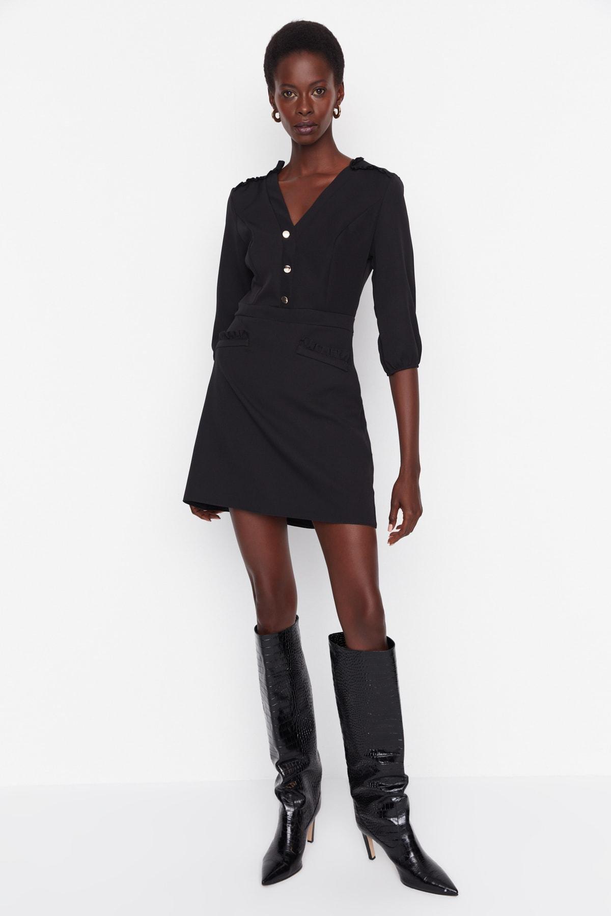 Black Bodycon V-Neck Mini Dress, , large image number 2