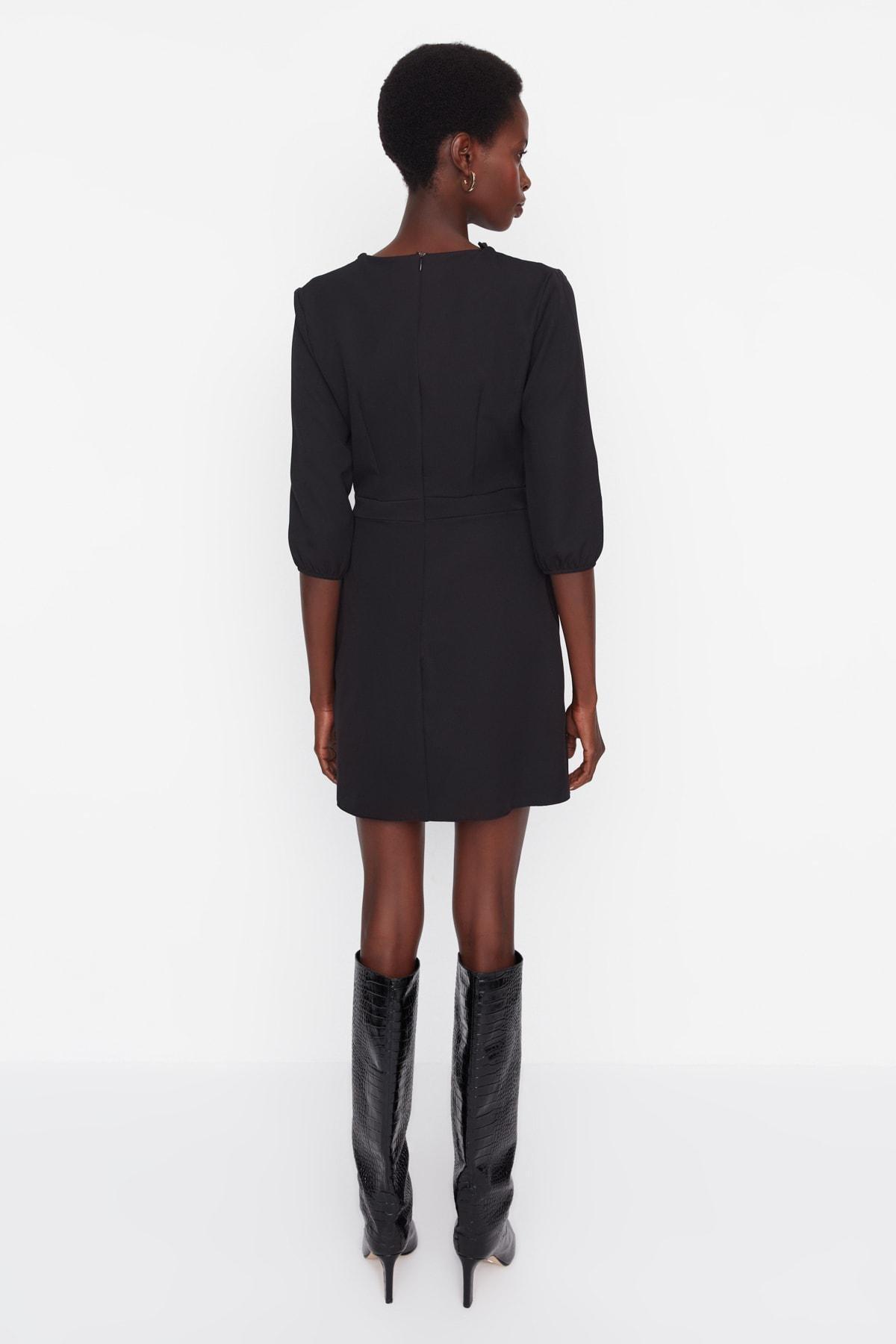 Black Bodycon V-Neck Mini Dress, , large image number 4