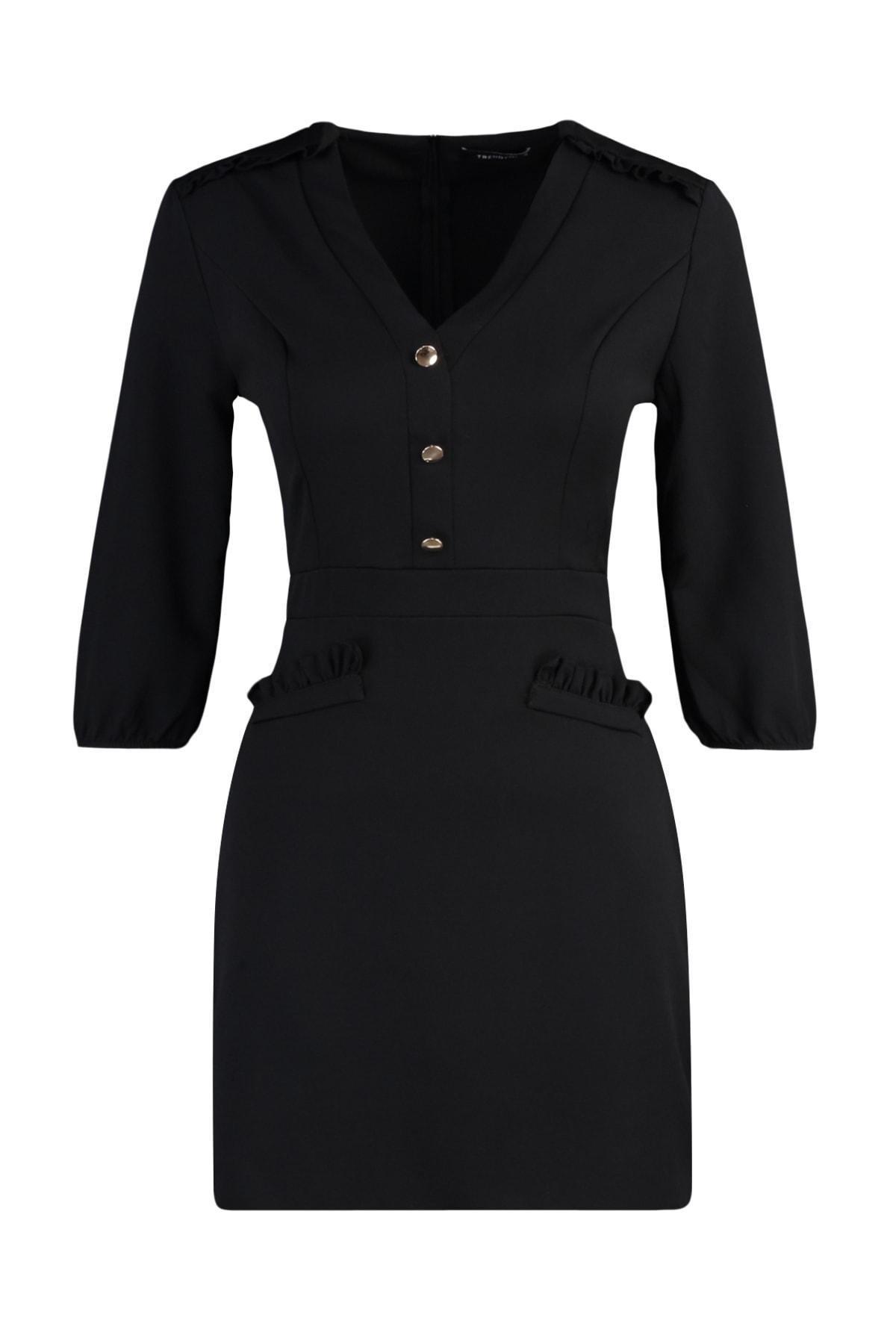 Black Bodycon V-Neck Mini Dress, , large image number 5