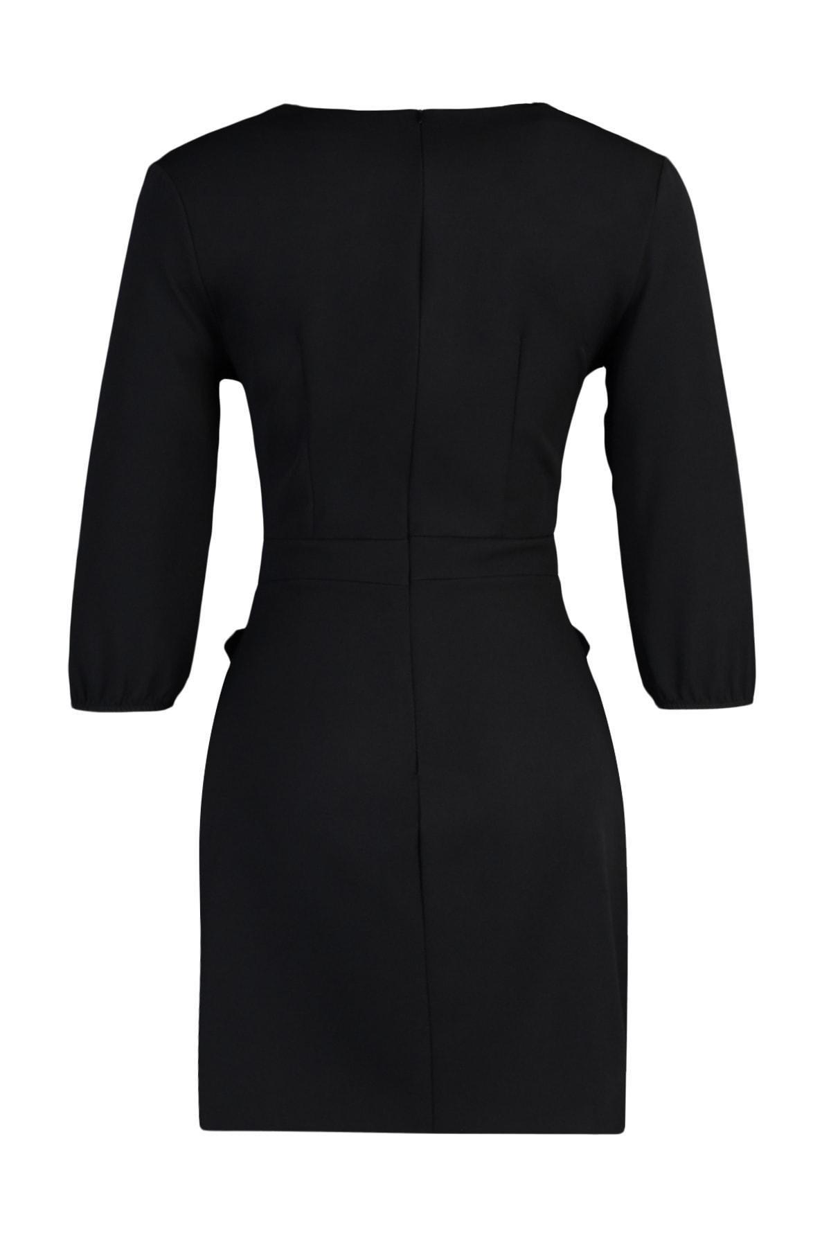 Black Bodycon V-Neck Mini Dress, , large image number 7