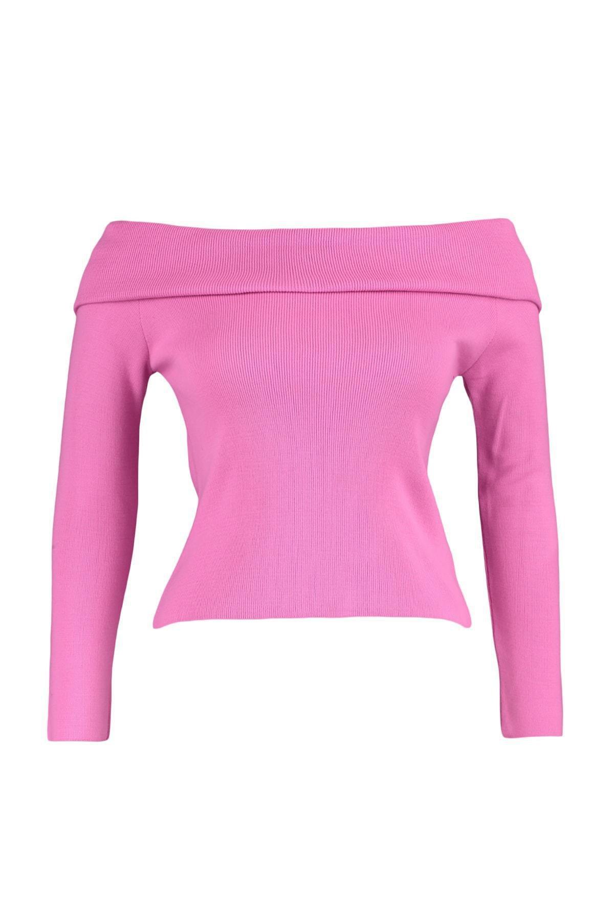 Pink Boat Neck Plus Size Sweater, , large image number 8