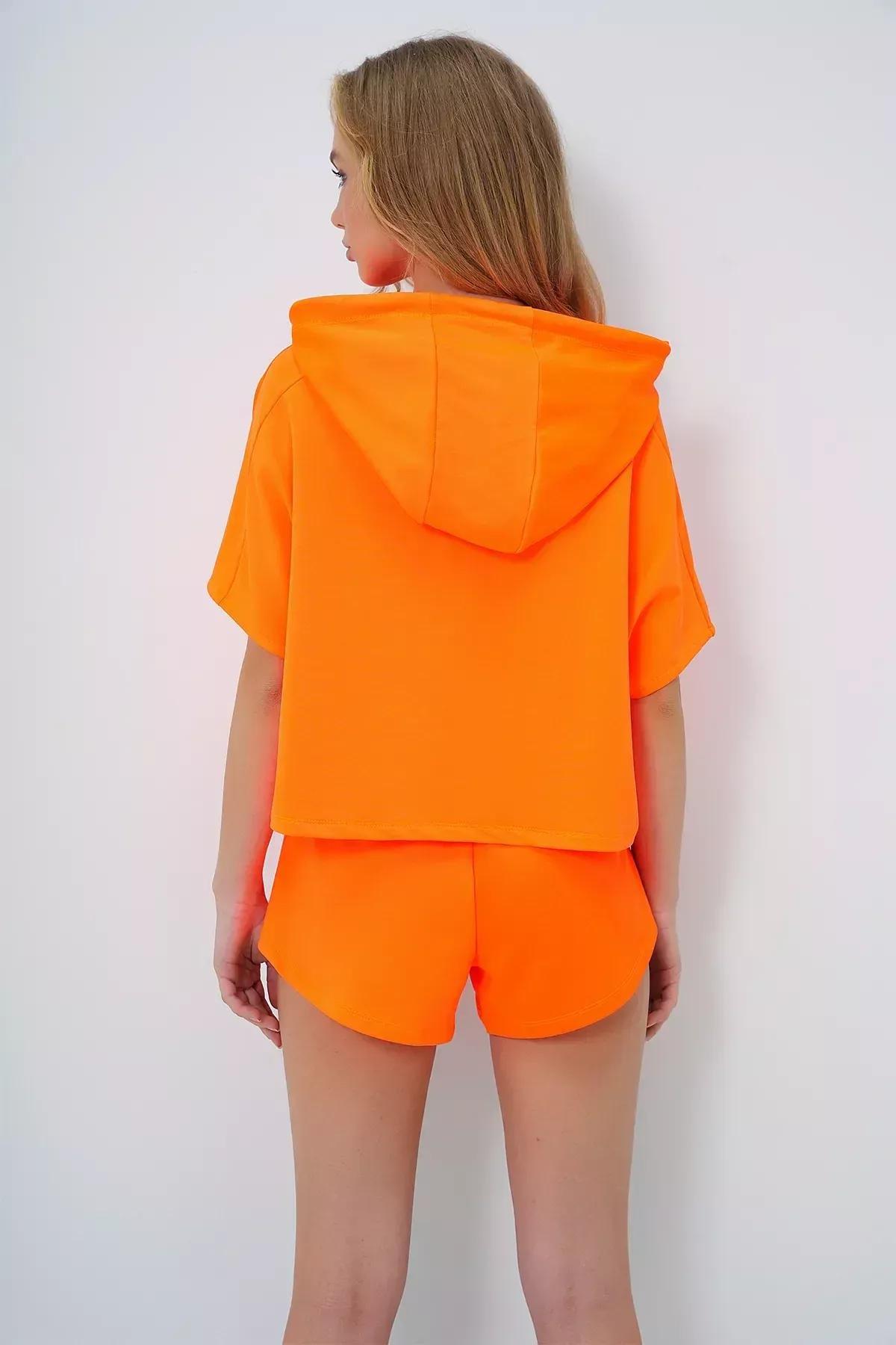 Orange Hooded Printed Co-Ord Set, Orange, large image number 4