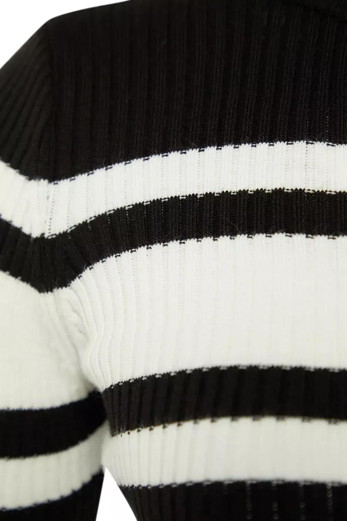 Black Striped Bodycon Dress, Black, large image number 6