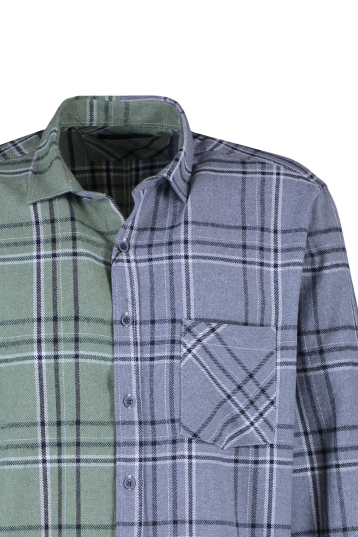 Multicolour Colourblock Collar Shirt, , large image number 5