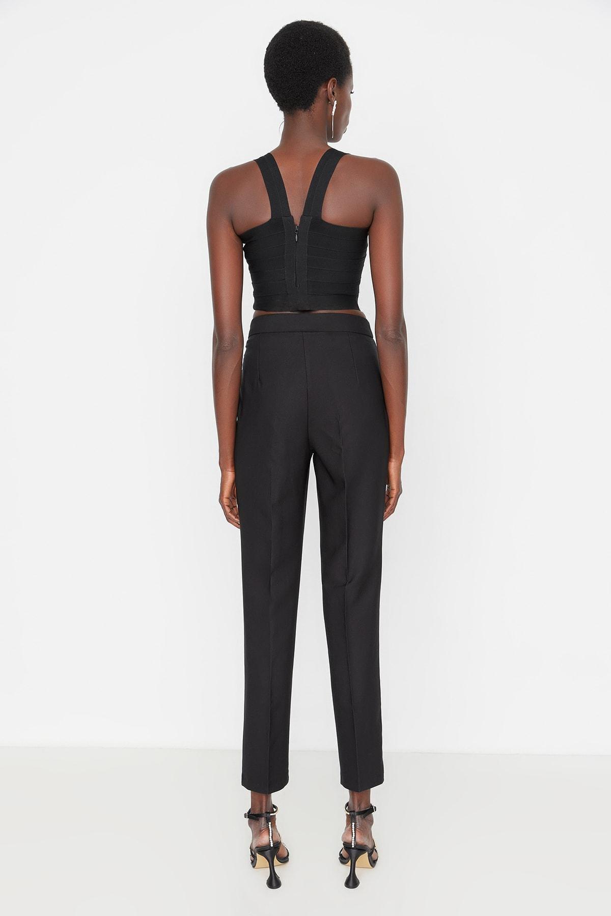 Black Fitted Cigarette Pants, , large image number 4