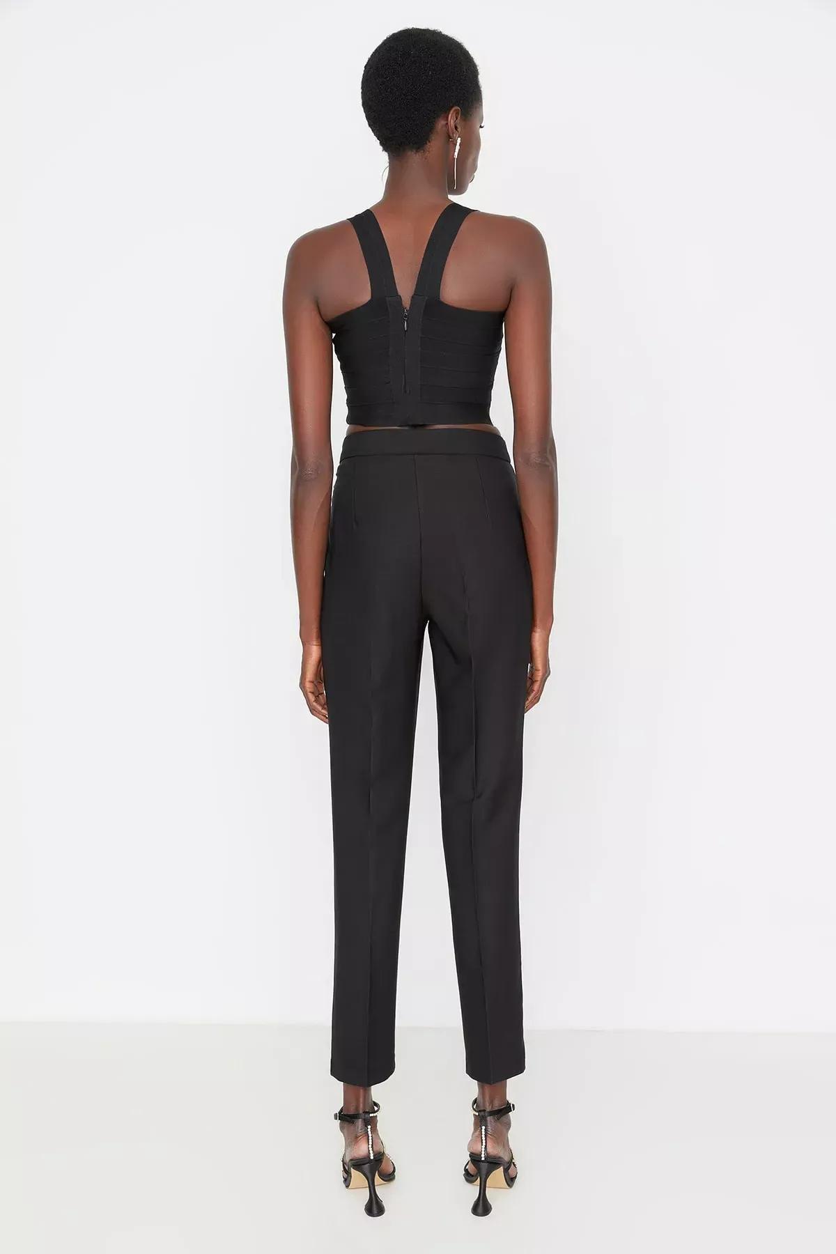 Black Fitted Cigarette Pants, , large image number 4