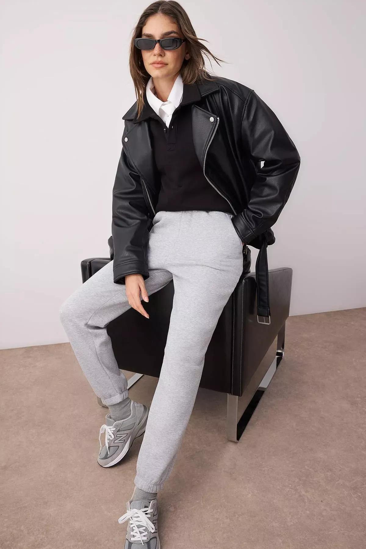 Gray Slim Sweatpants, Gray, large image number 1