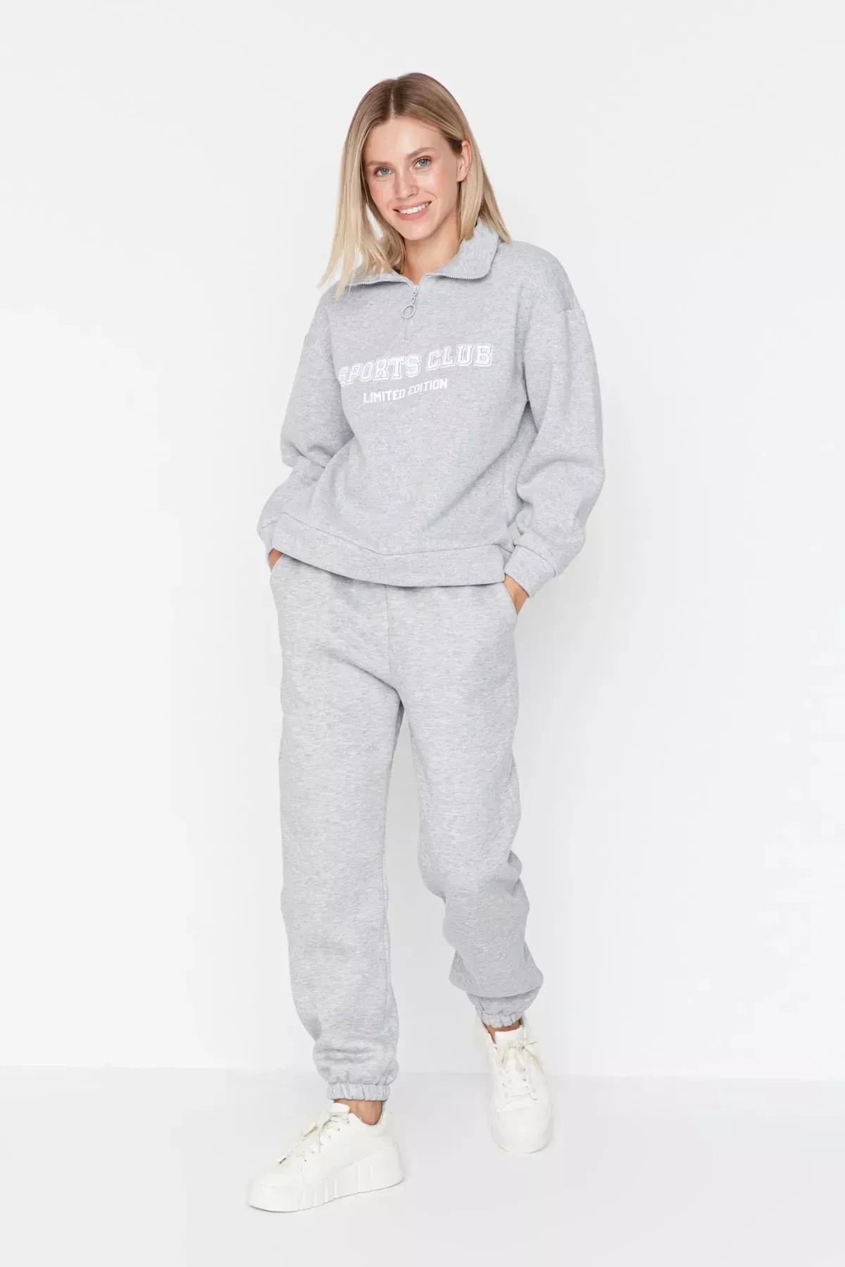 Gray Slim Sweatpants, Gray, large image number 6