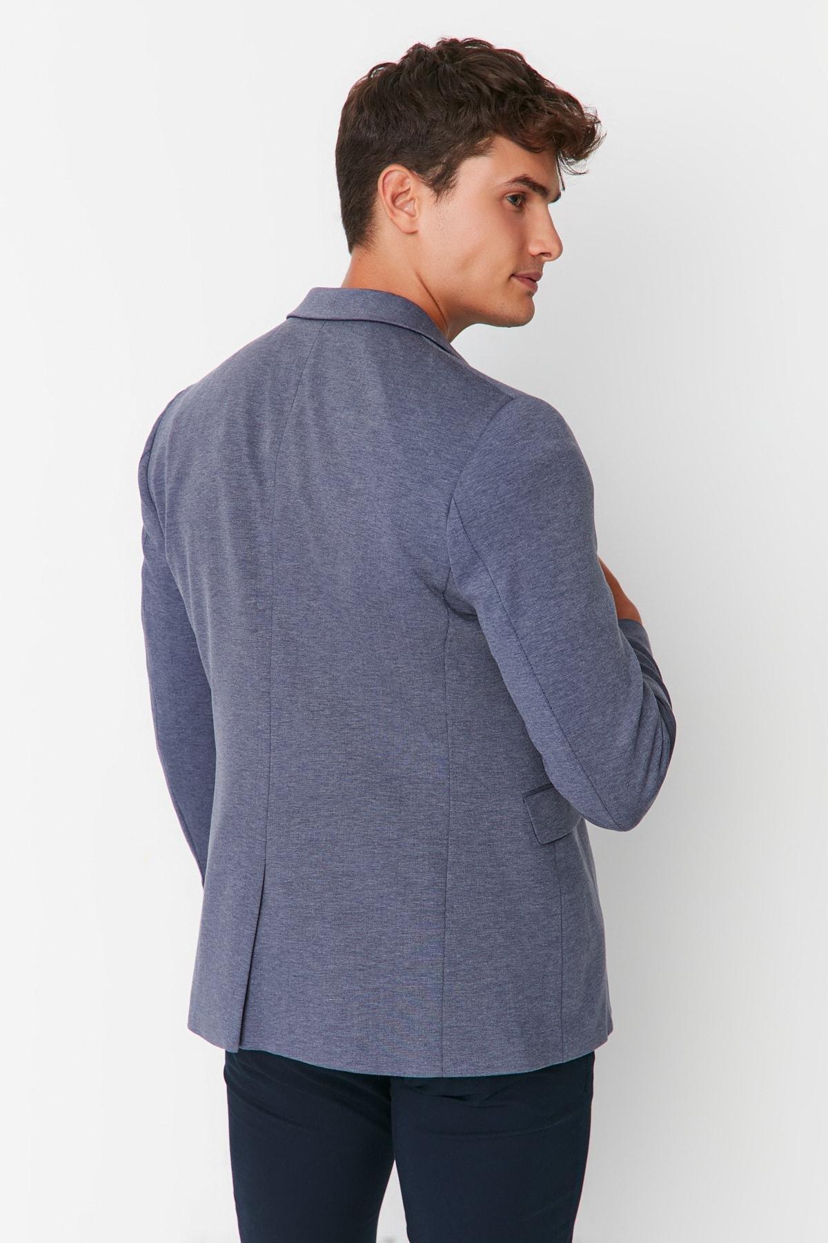 Navy Lapel Collar Jacket, , large image number 4