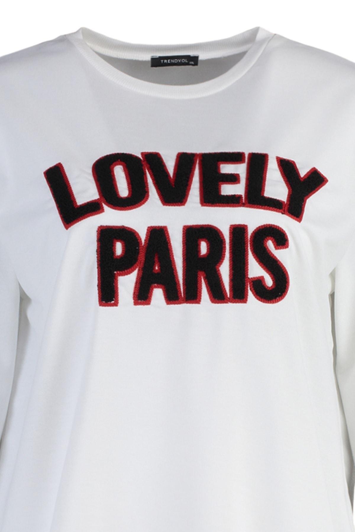 Beige Oversize Crew Neck Plus Size Sweatshirt, , large image number 6
