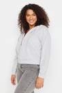 Trendyol - Gray Oversize Hooded Plus Size Sweatshirt