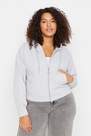 Trendyol - Gray Oversize Hooded Plus Size Sweatshirt