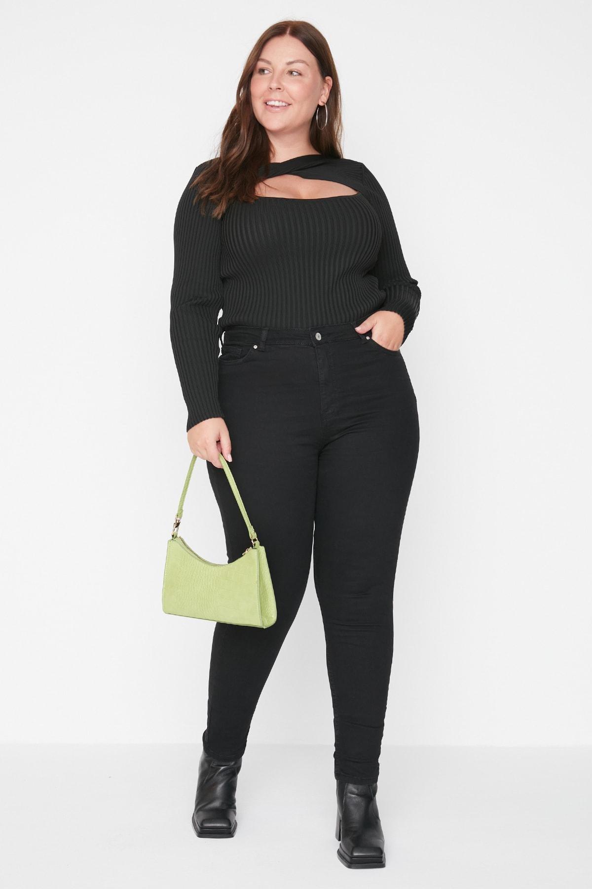 Black Skinny High Waist Plus Size Jeans, , large image number 2