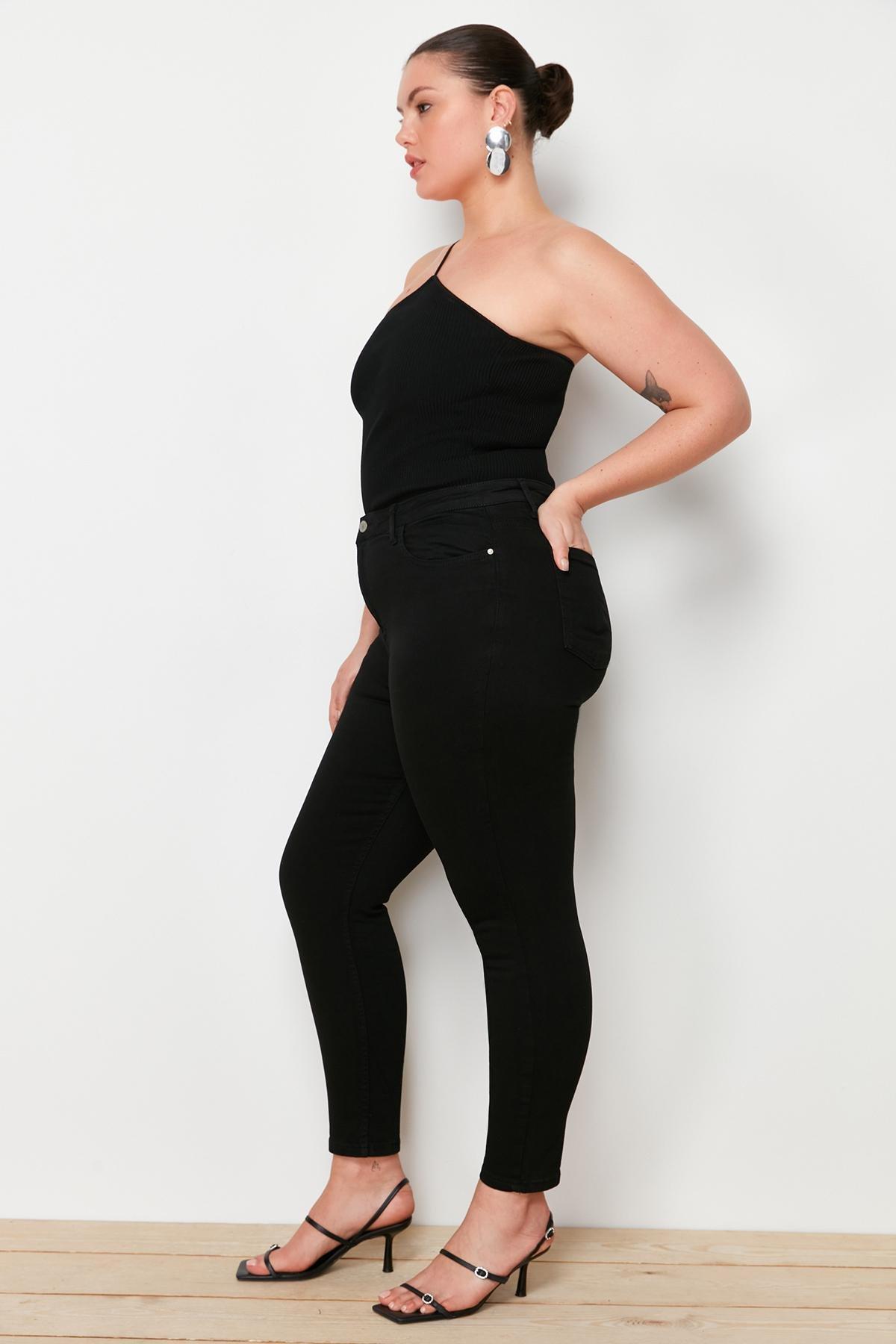 Black Skinny High Waist Plus Size Jeans, , large image number 3
