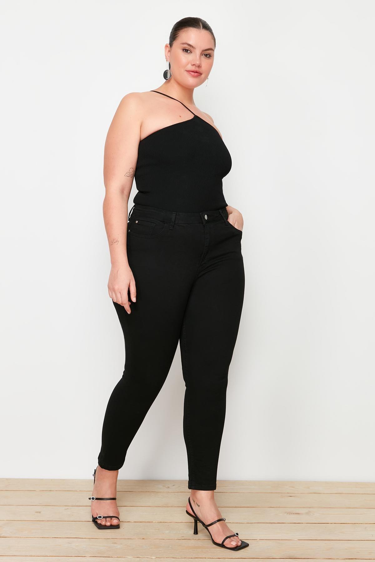 Black Skinny High Waist Plus Size Jeans, , large image number 5