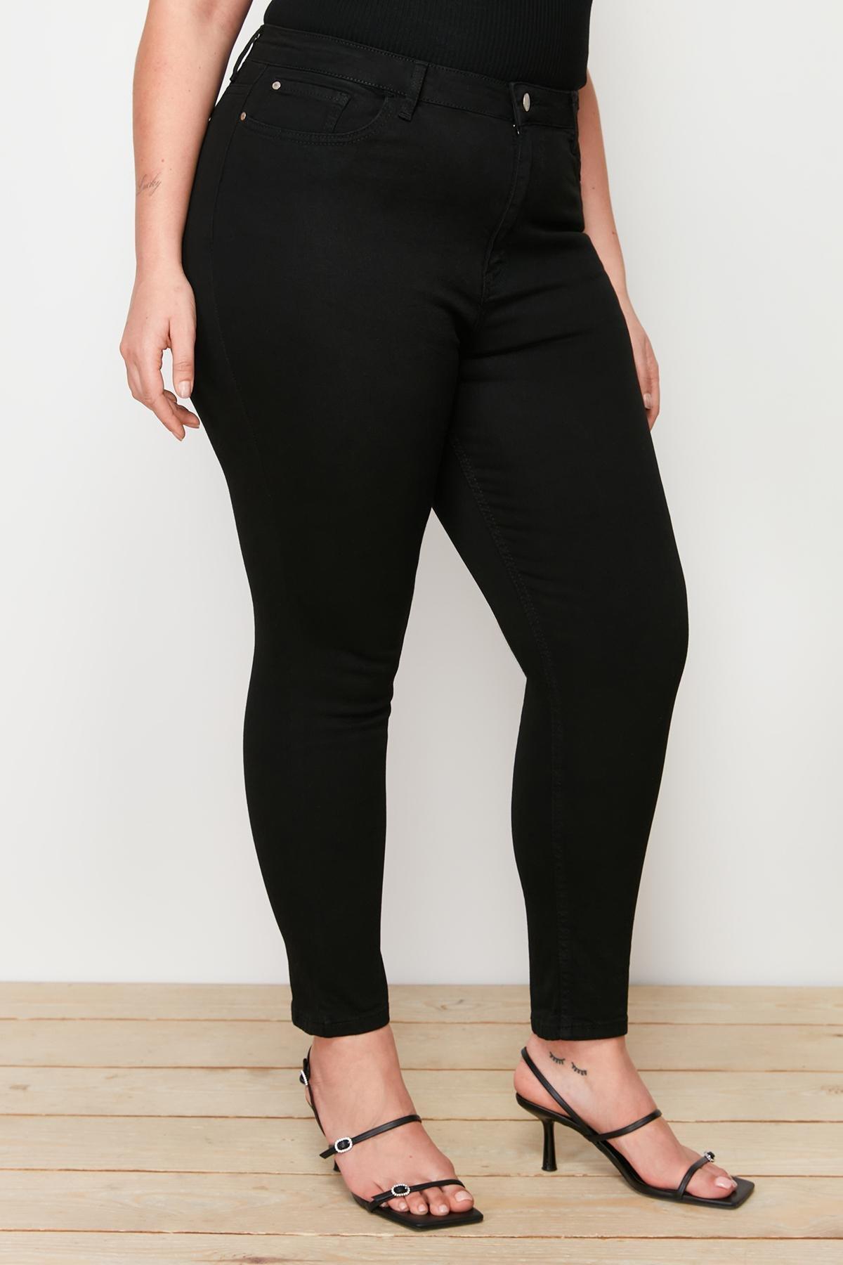 Black Skinny High Waist Plus Size Jeans, , large image number 7