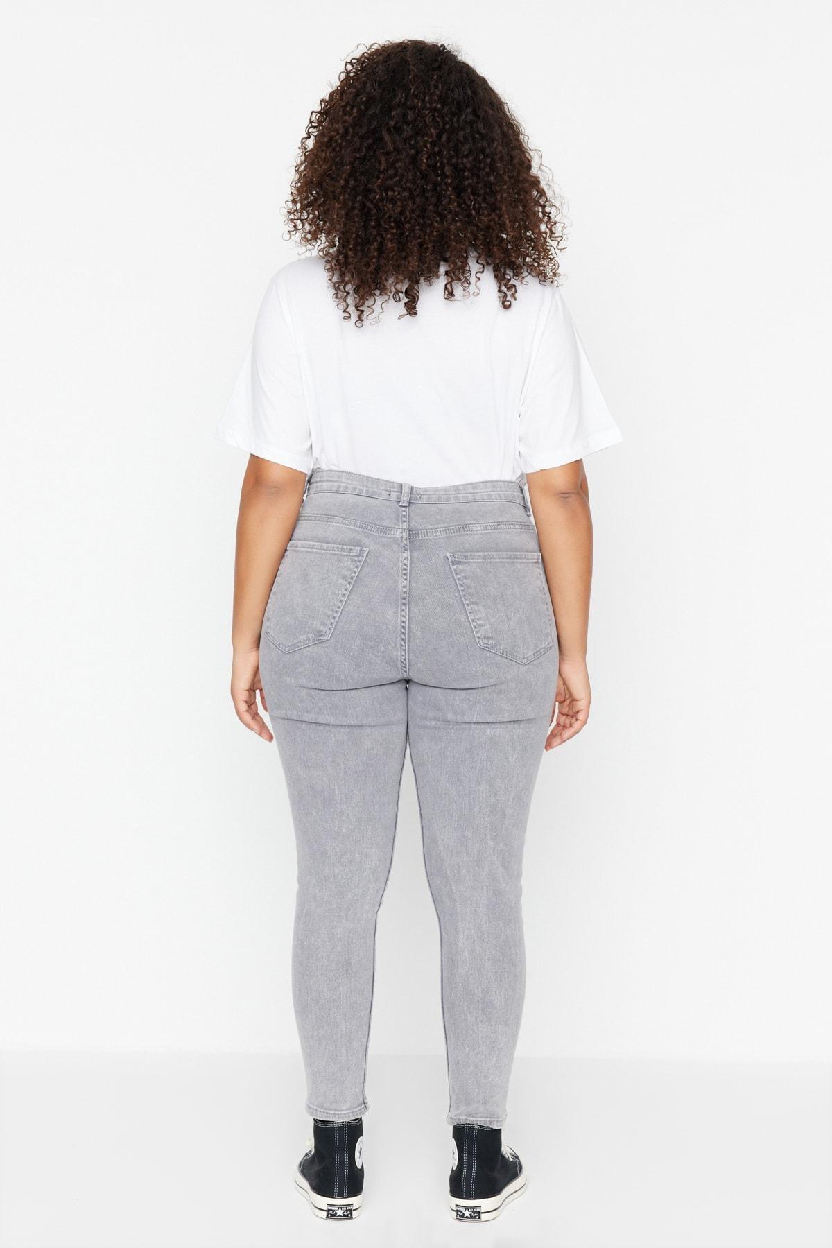 Trendyol - Gray Skinny Plus Size Jeans