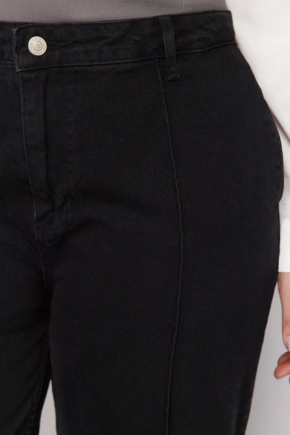 Black Wide Leg Plus Size Jeans, Black, large image number 3