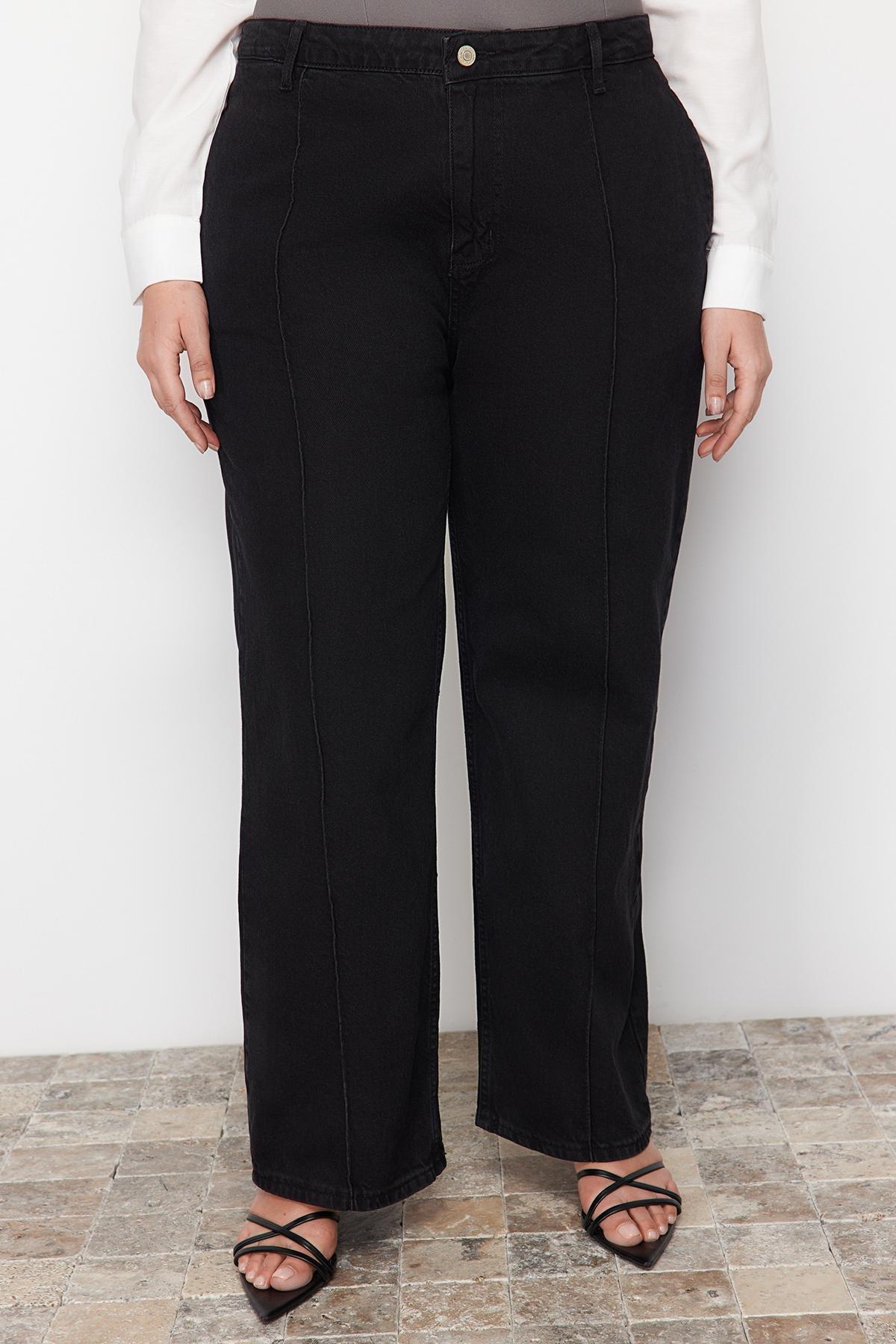 Black Wide Leg Plus Size Jeans, , large image number 4