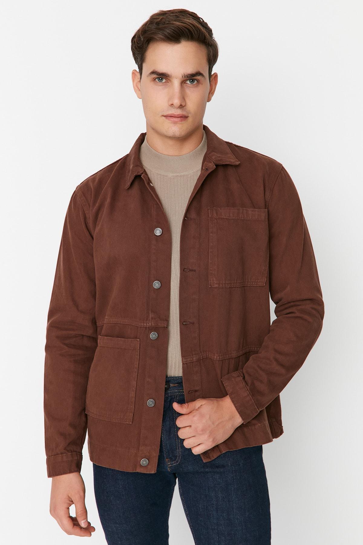 Brown Collared Jacket, Brown, large image number 0