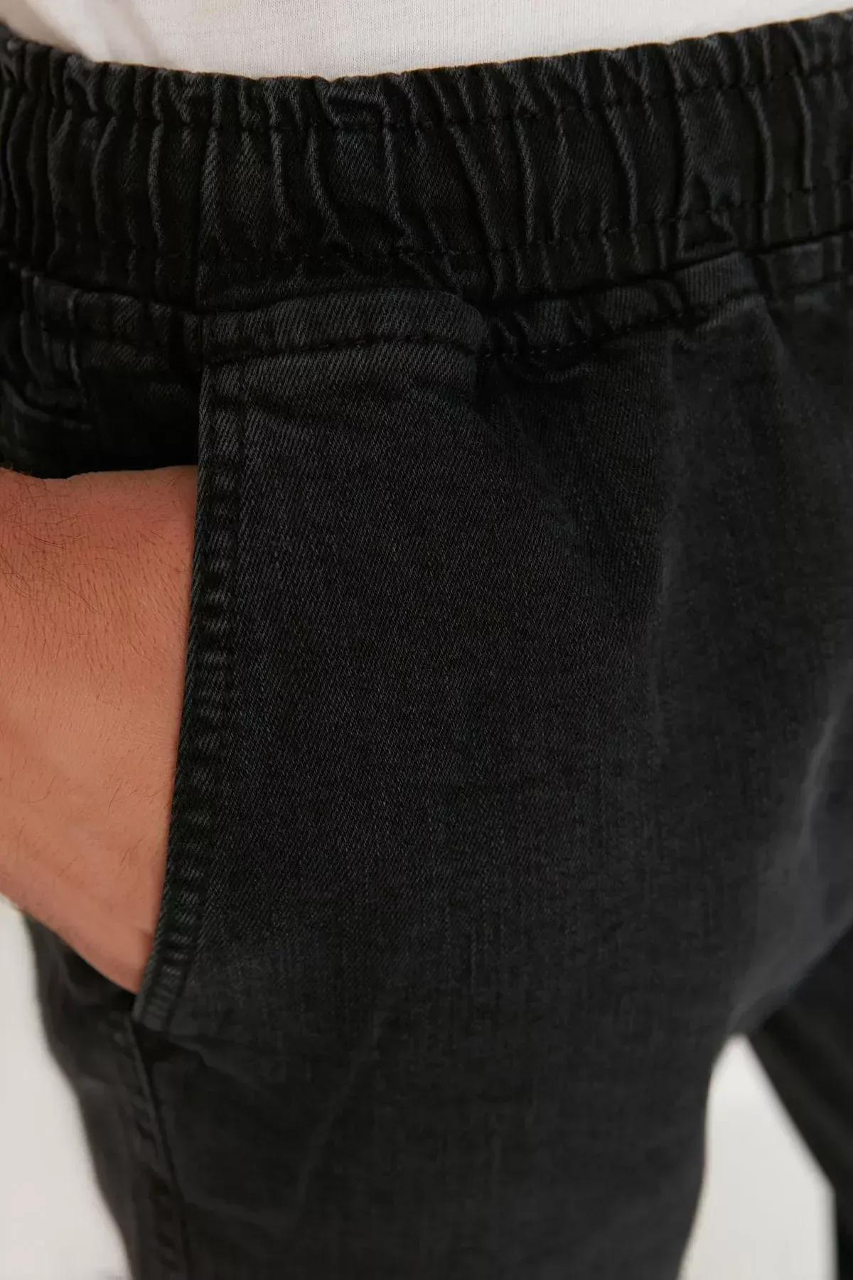 Black Denim Joggers Jeans, Black, large image number 4