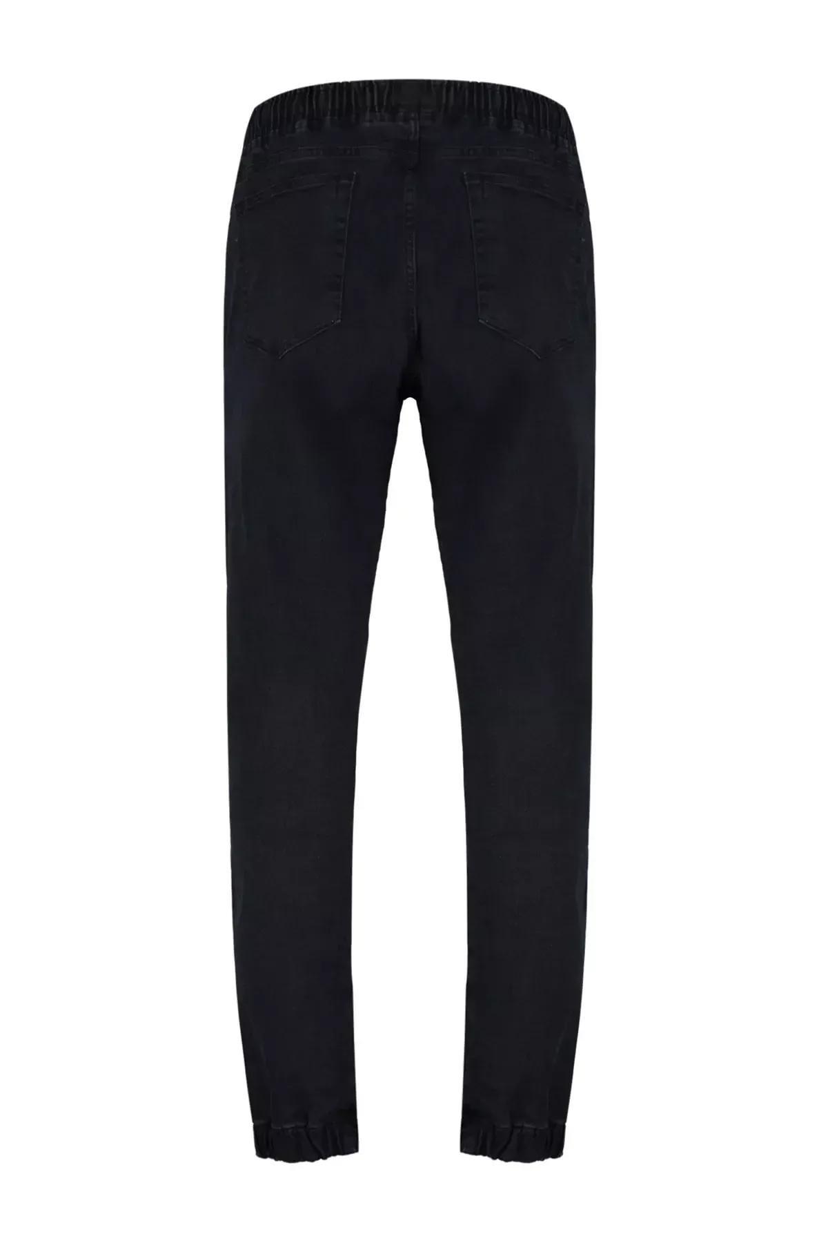 Black Denim Joggers Jeans, Black, large image number 5