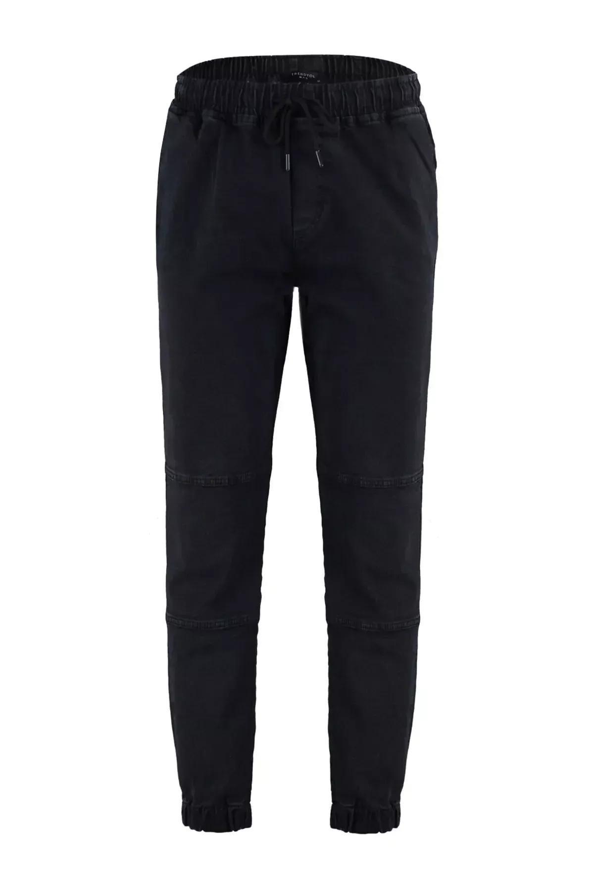 Black Denim Joggers Jeans, Black, large image number 6