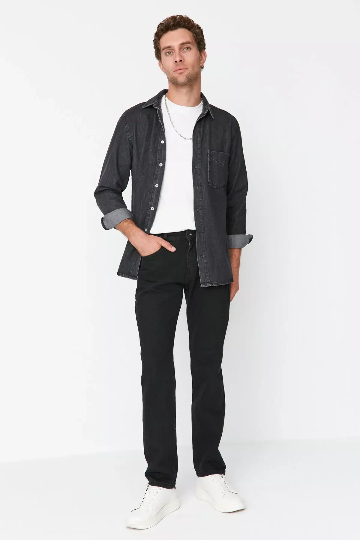 Black Denim Skinny Jeans, Black, medium