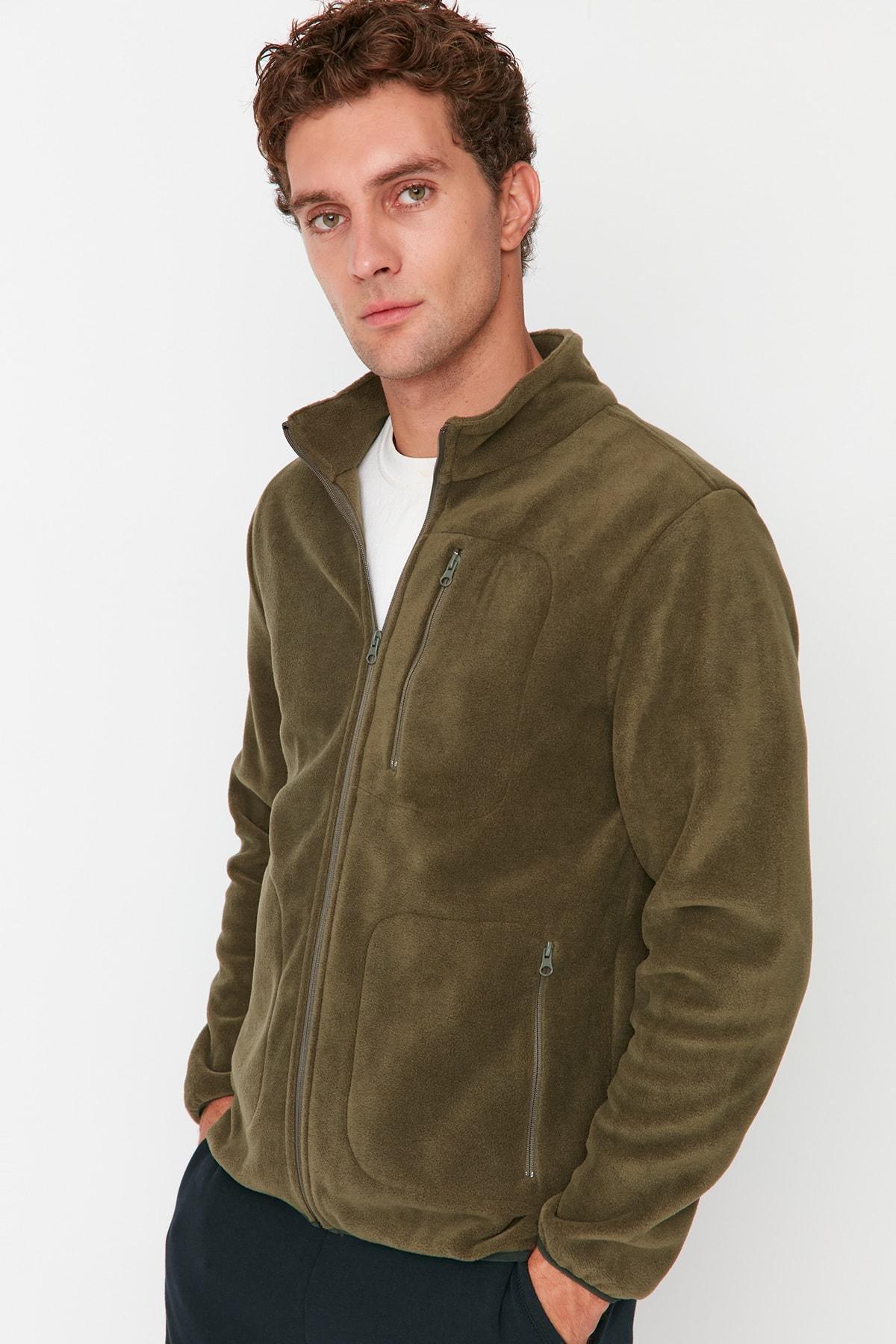 Khaki Regular Cardigan, , large image number 0