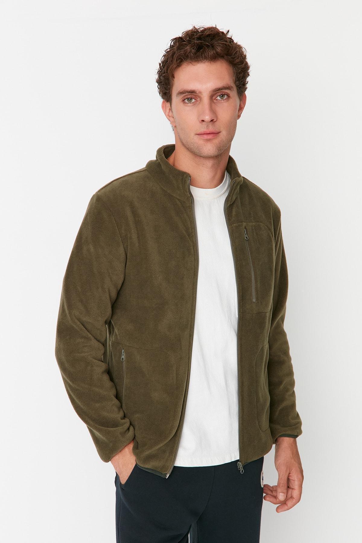 Khaki Regular Cardigan, , large image number 1