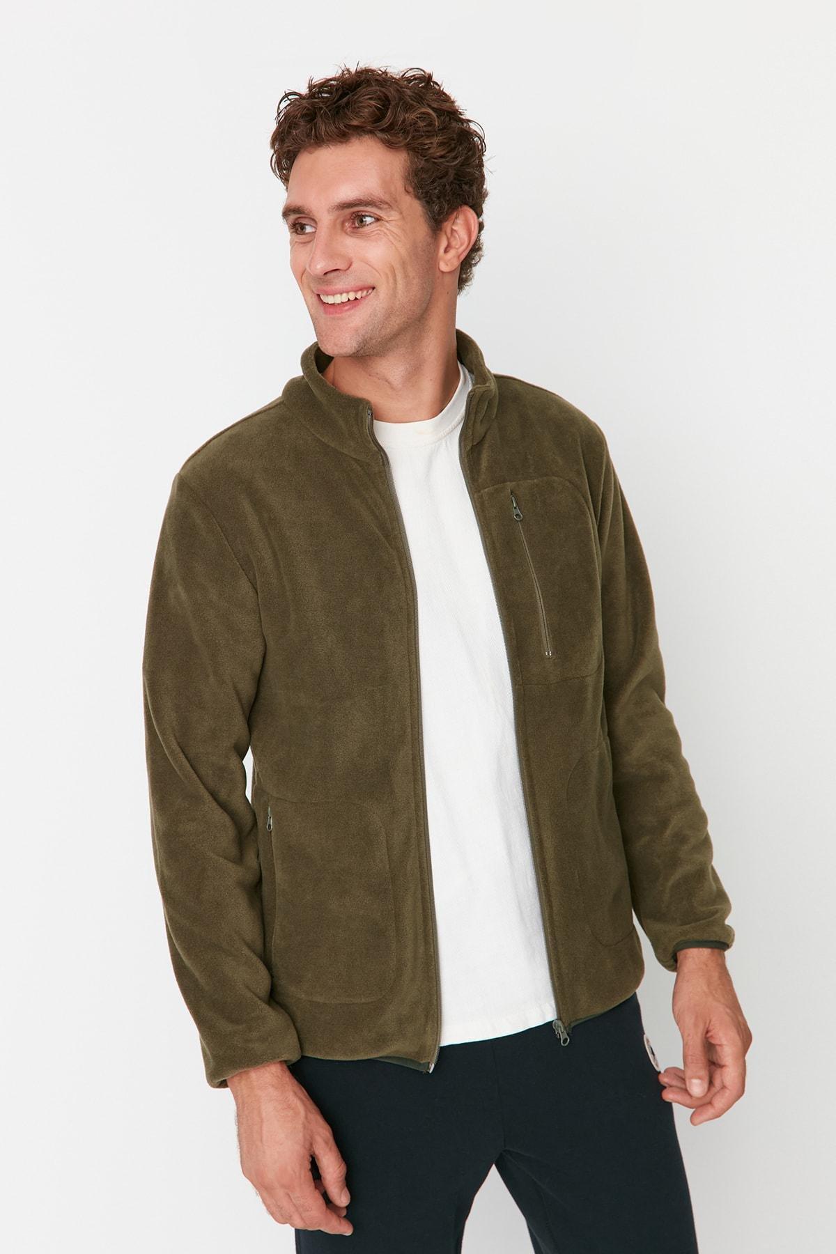 Khaki Regular Cardigan, , large image number 2