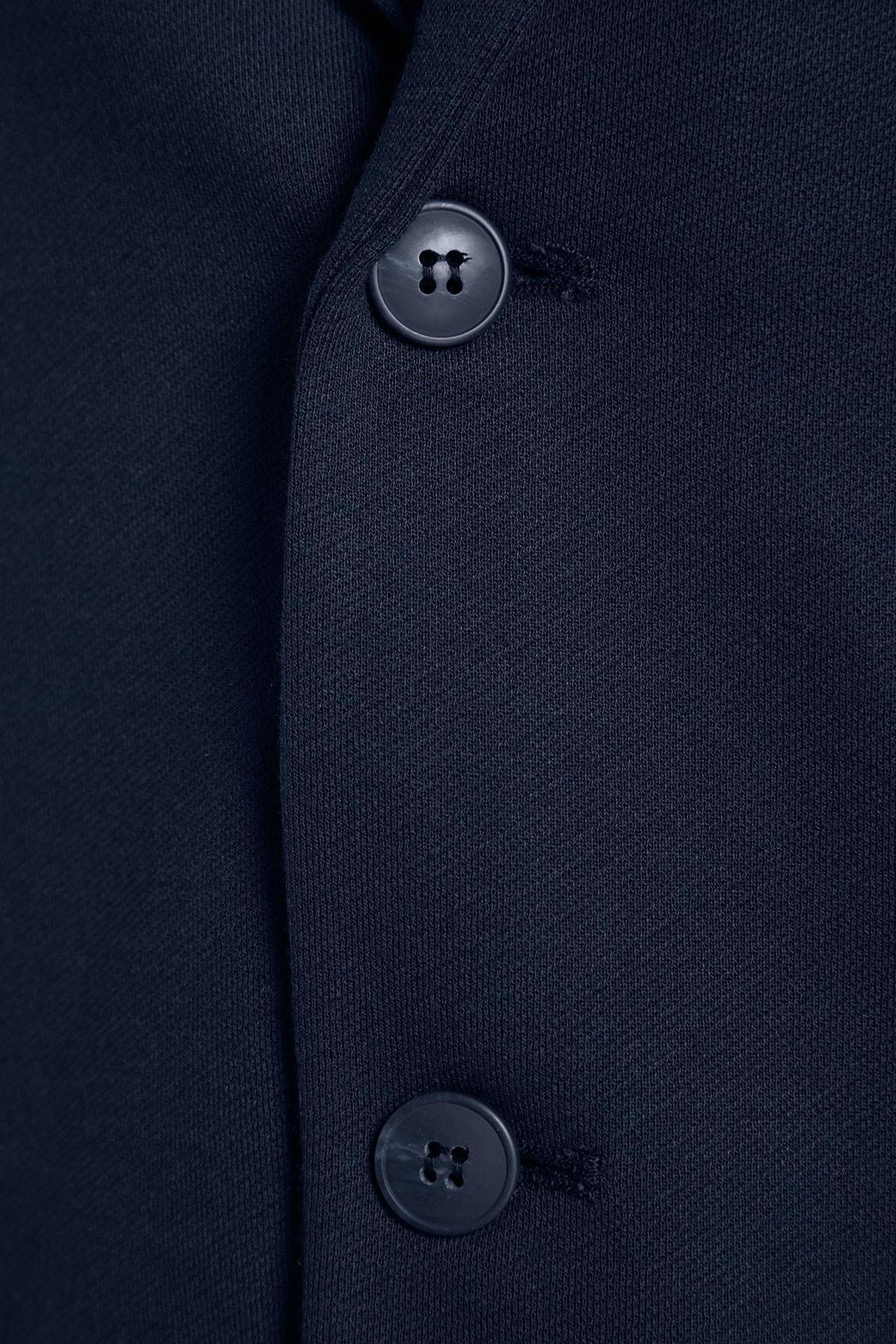 Navy Slim Lapel Collar Jacket, , large image number 7
