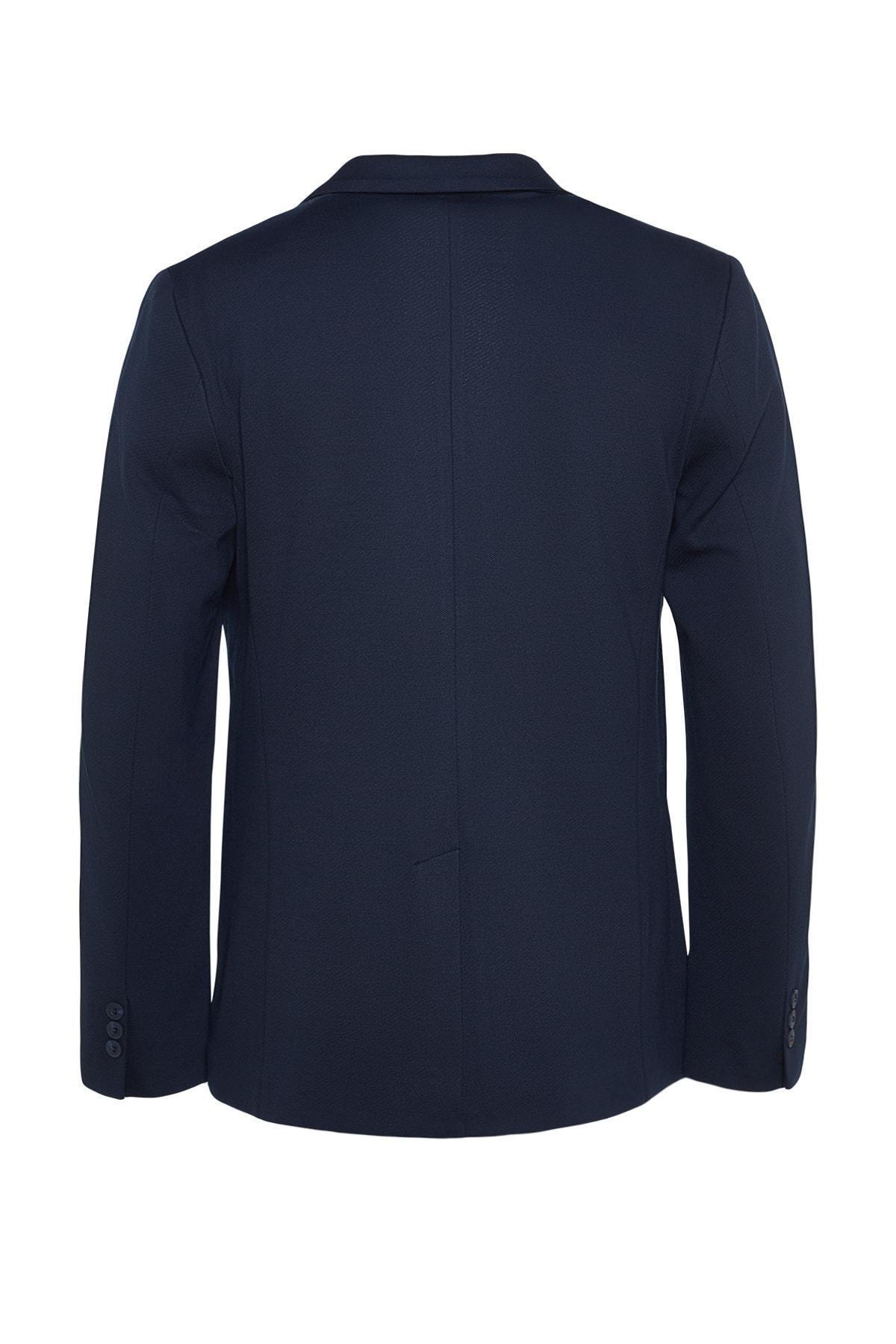 Navy Slim Lapel Collar Jacket, , large image number 8