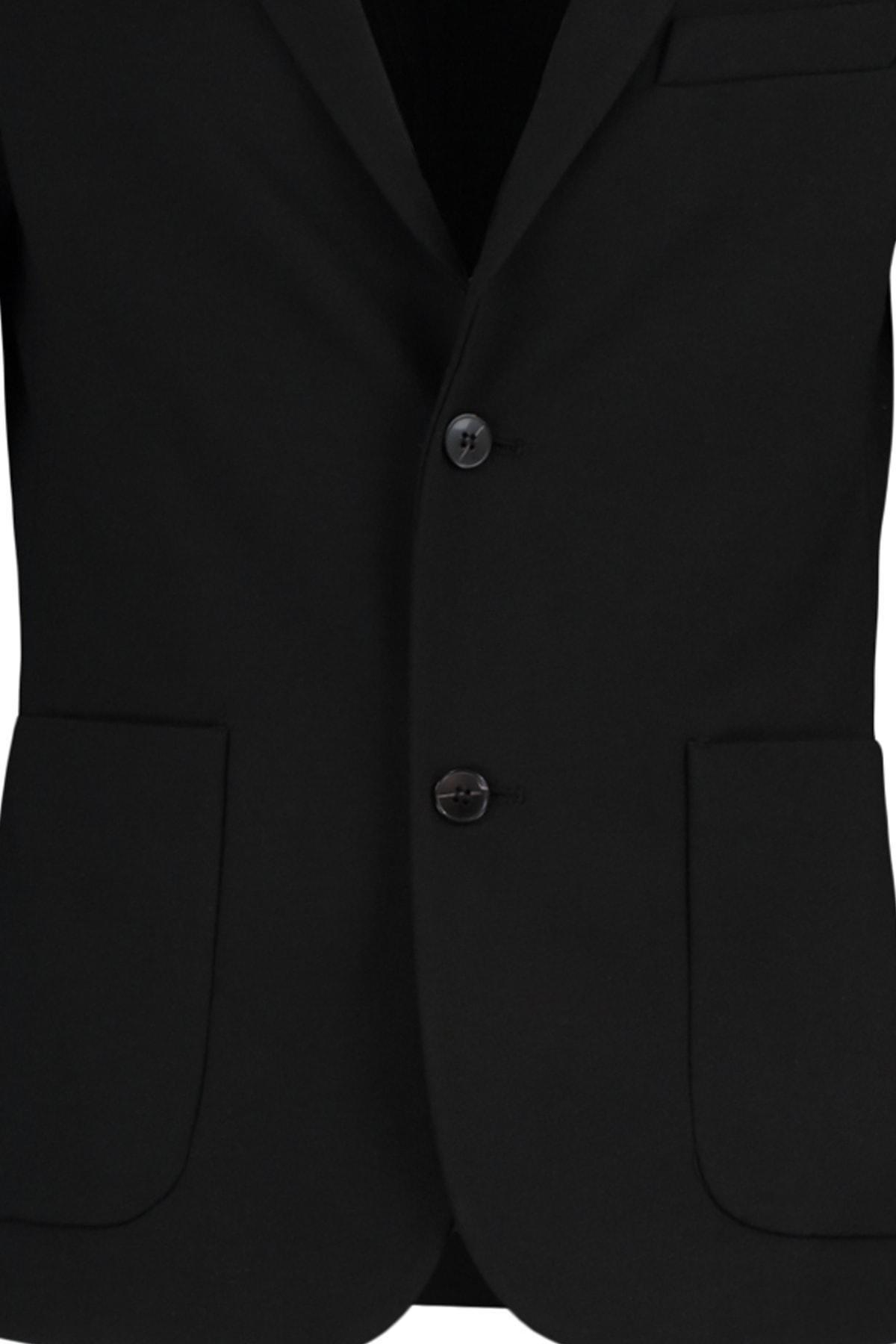 Black Slim Lapel Collar Jacket, Black, large image number 6