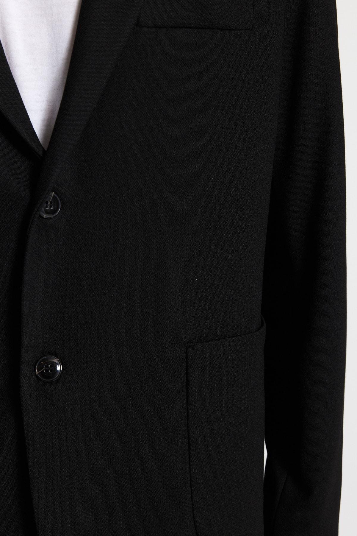Black Slim Lapel Collar Jacket, Black, large image number 8