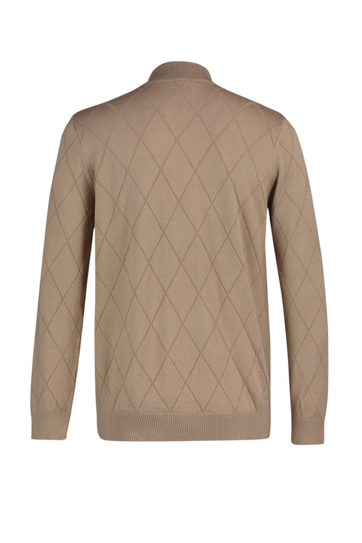Brown Crew Neck Slim Sweater, , large image number 6