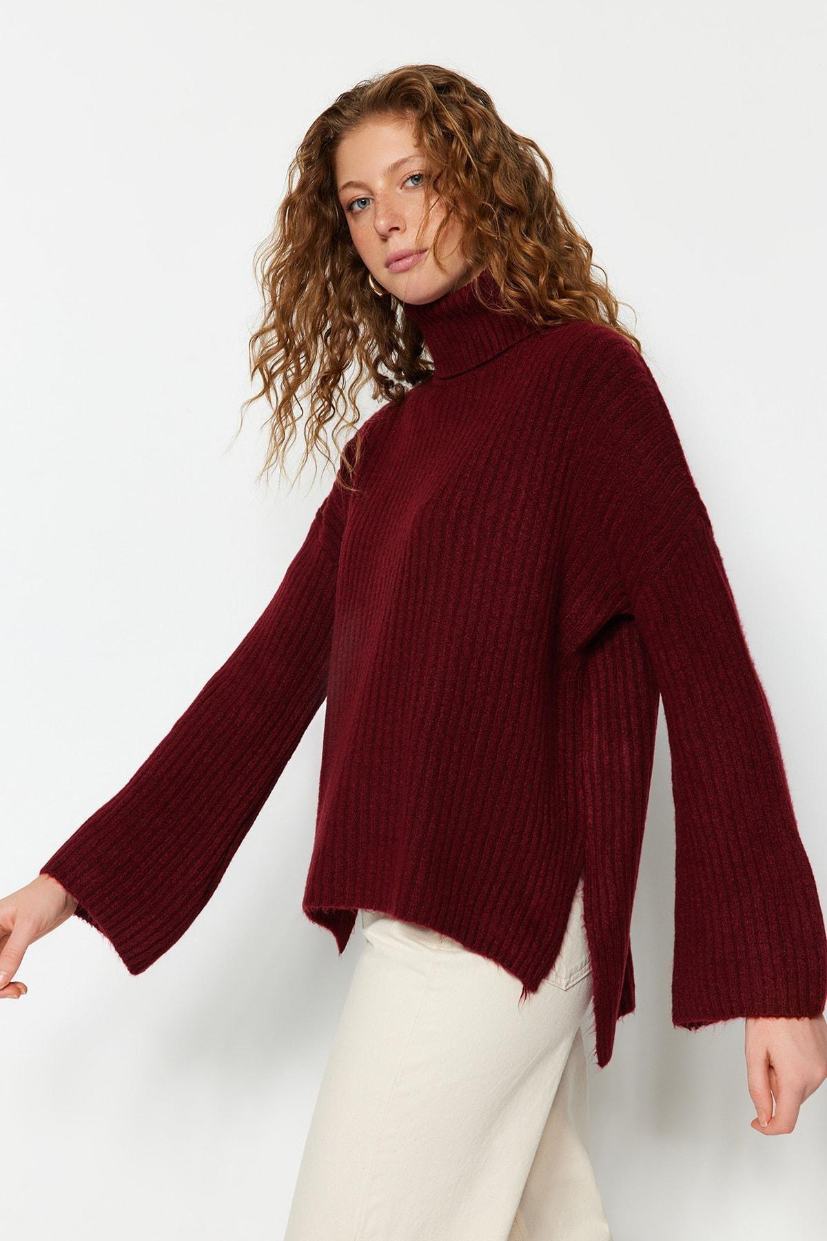 Trendyol - Burgundy Oversize Sweater