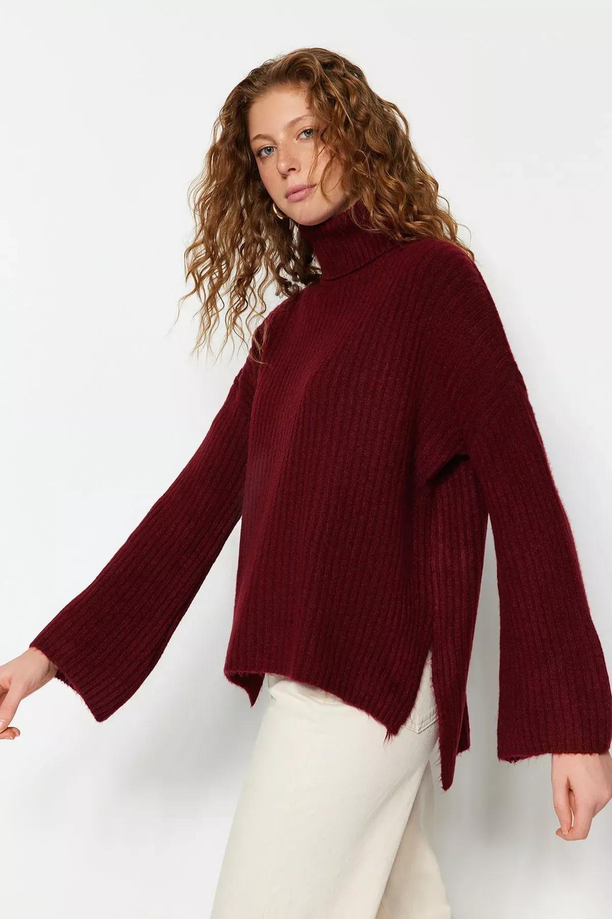 Burgundy Oversize Sweater, , large image number 0