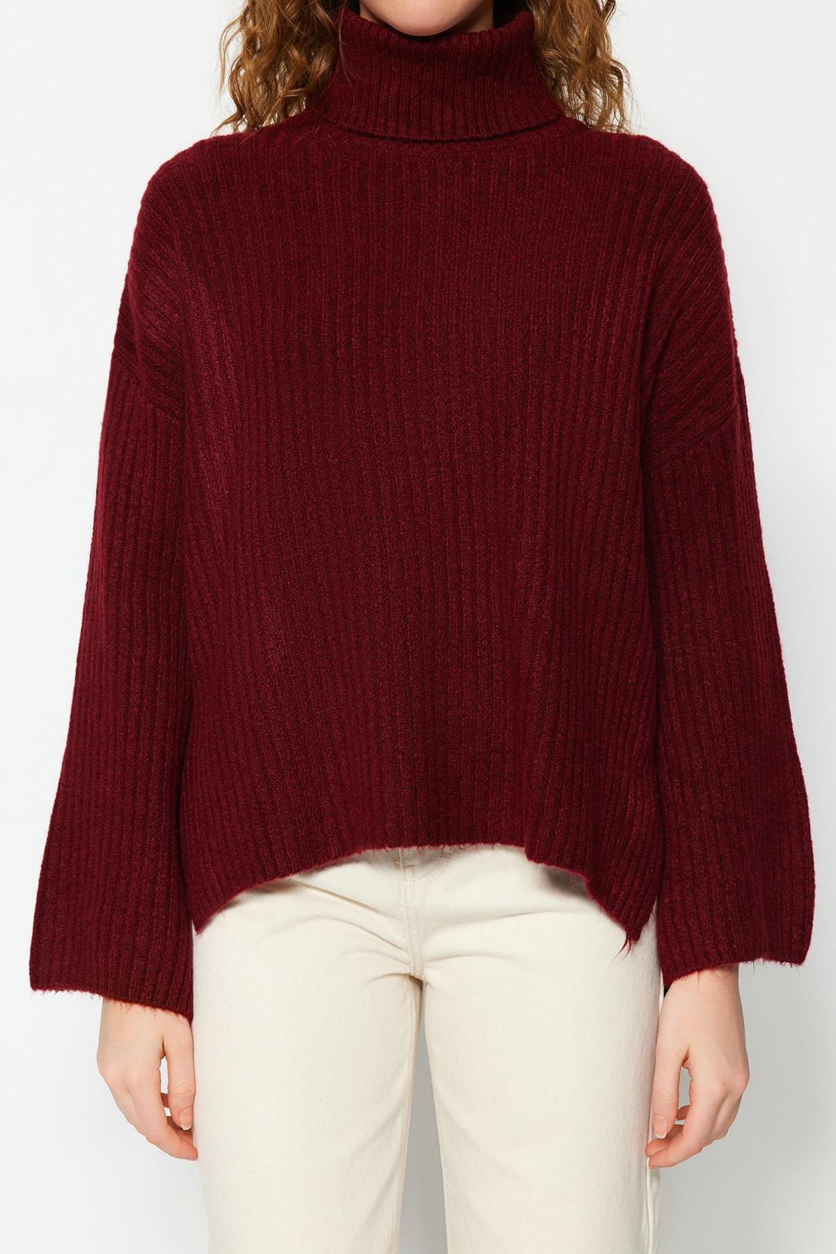 Trendyol - Burgundy Oversize Sweater