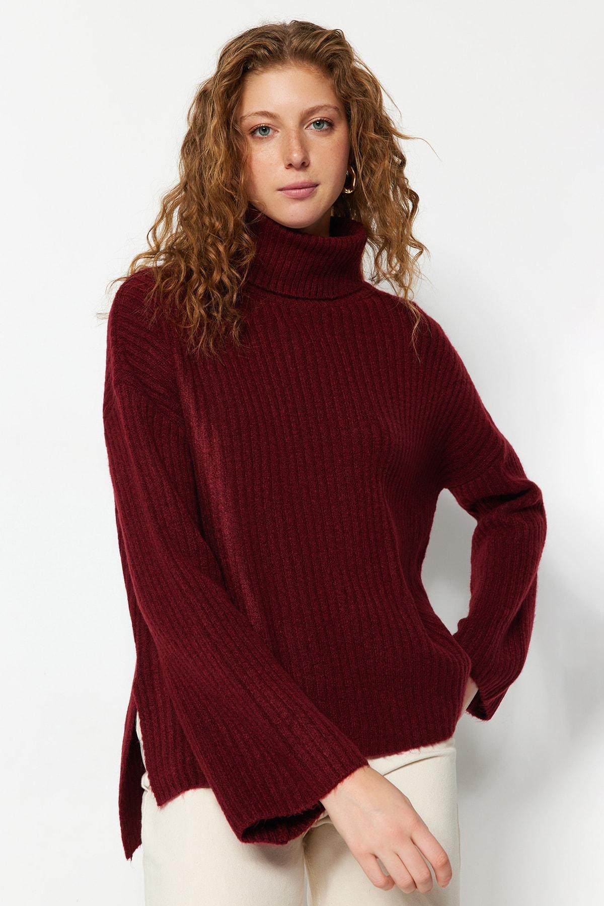 Trendyol - Burgundy Oversize Sweater