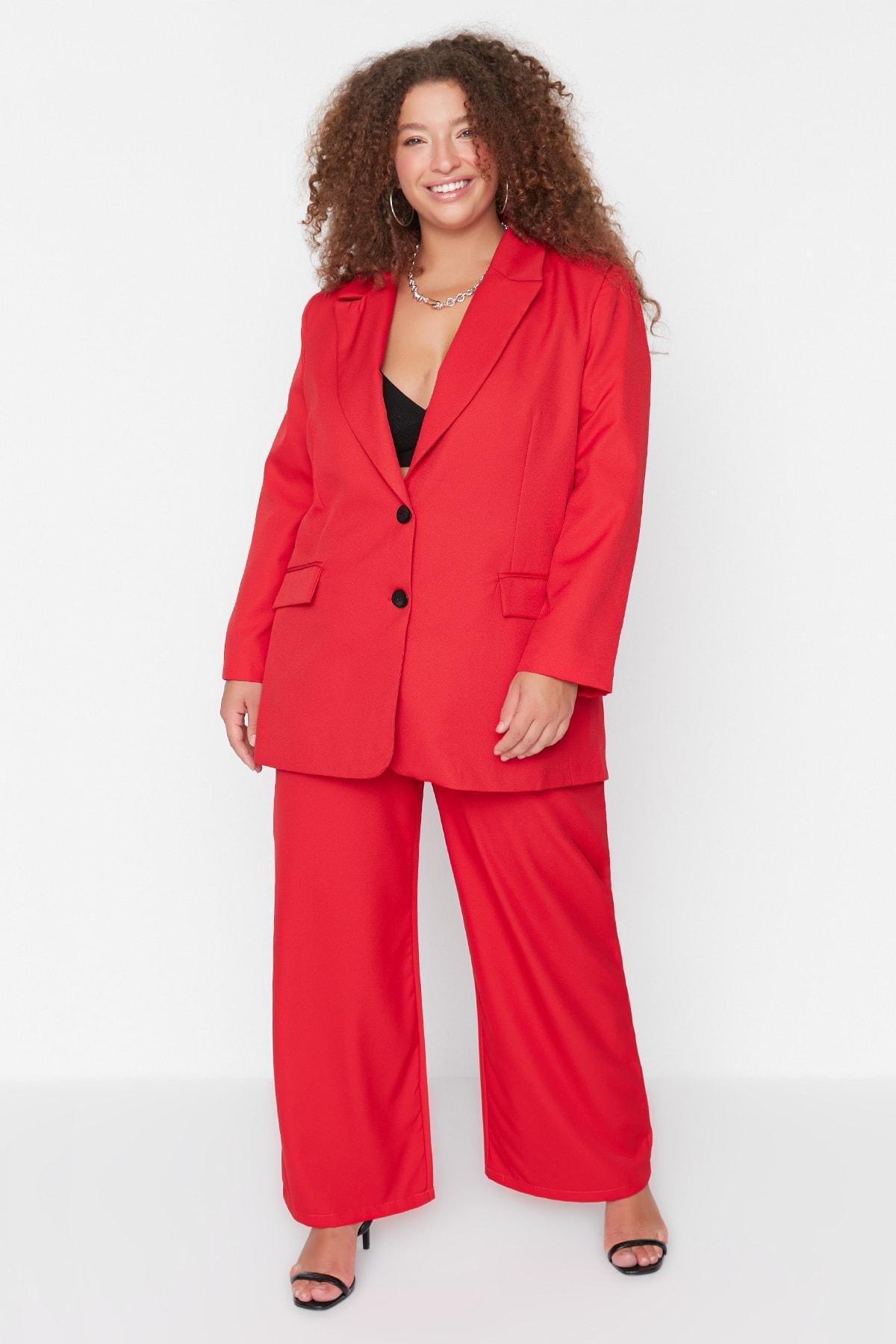 Red Oversize Plus Size Jacket, , large image number 2