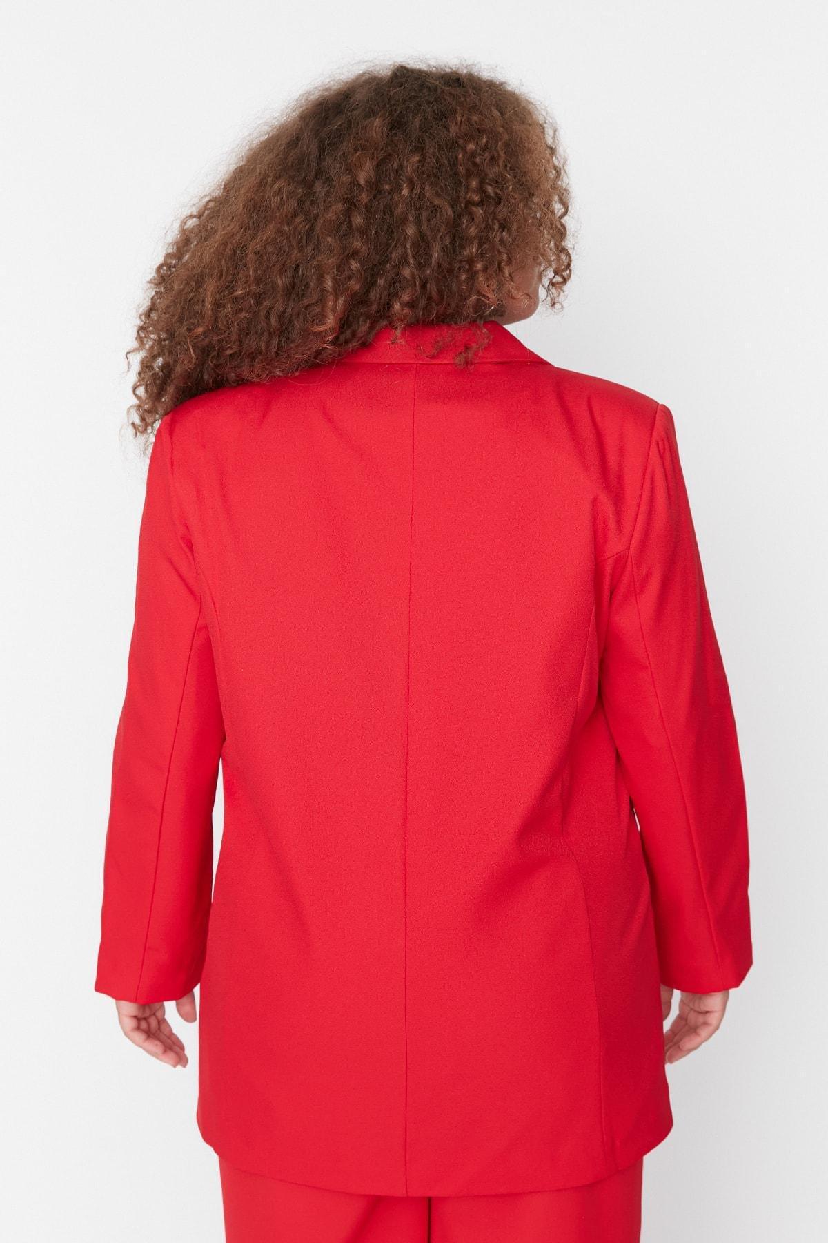 Red Oversize Plus Size Jacket, , large image number 3