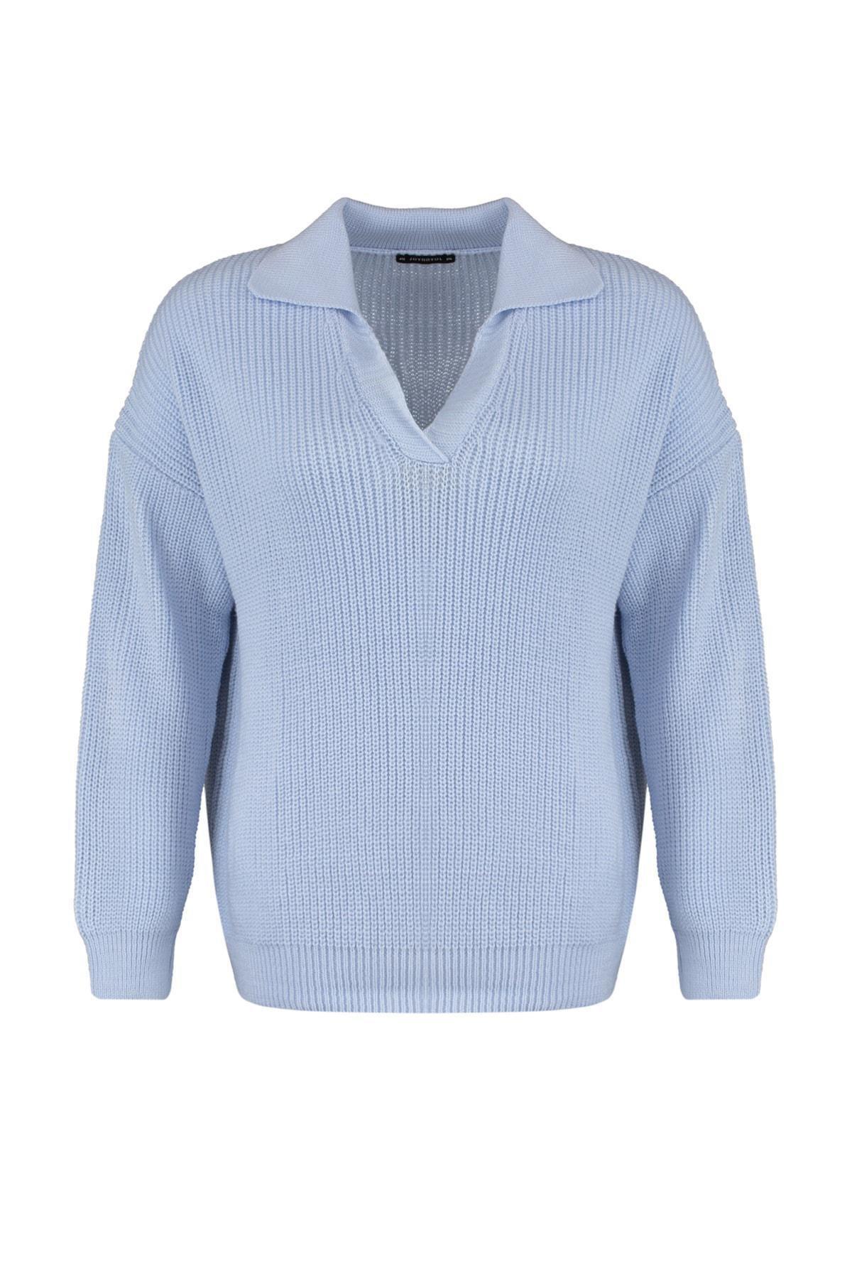 Purple Polo Neck Plus Size Sweater, , large image number 6