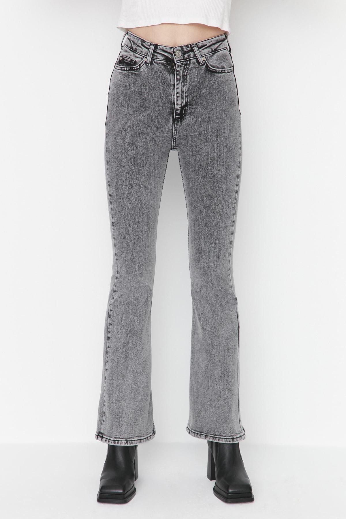 Gray Bootcut High Waist Jeans, , large image number 4