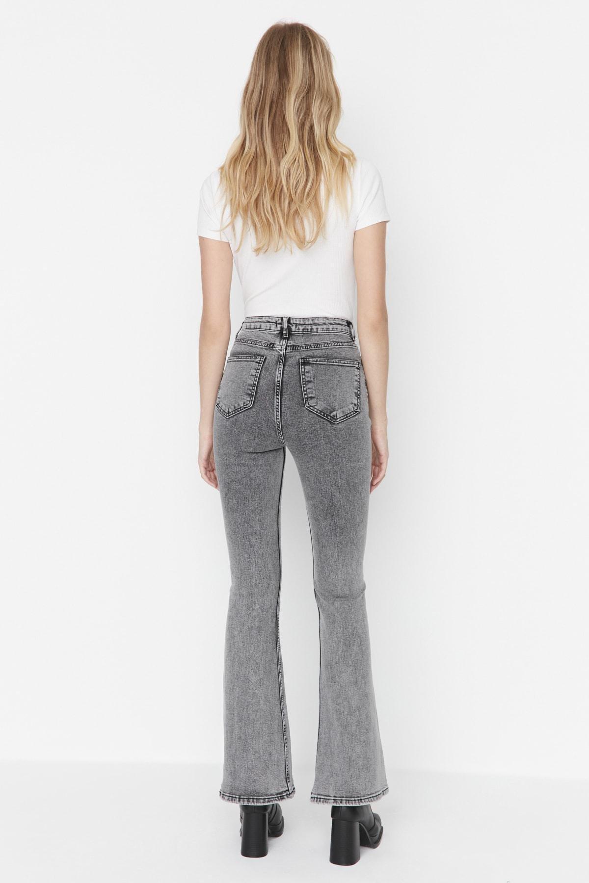 Gray Bootcut High Waist Jeans, , large image number 5