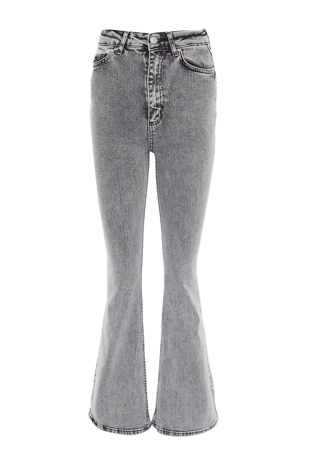 Gray Bootcut High Waist Jeans, , large image number 6