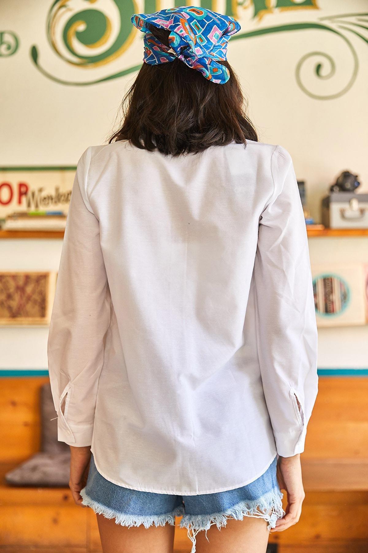 White Viscose Basic Shirt, , large image number 4